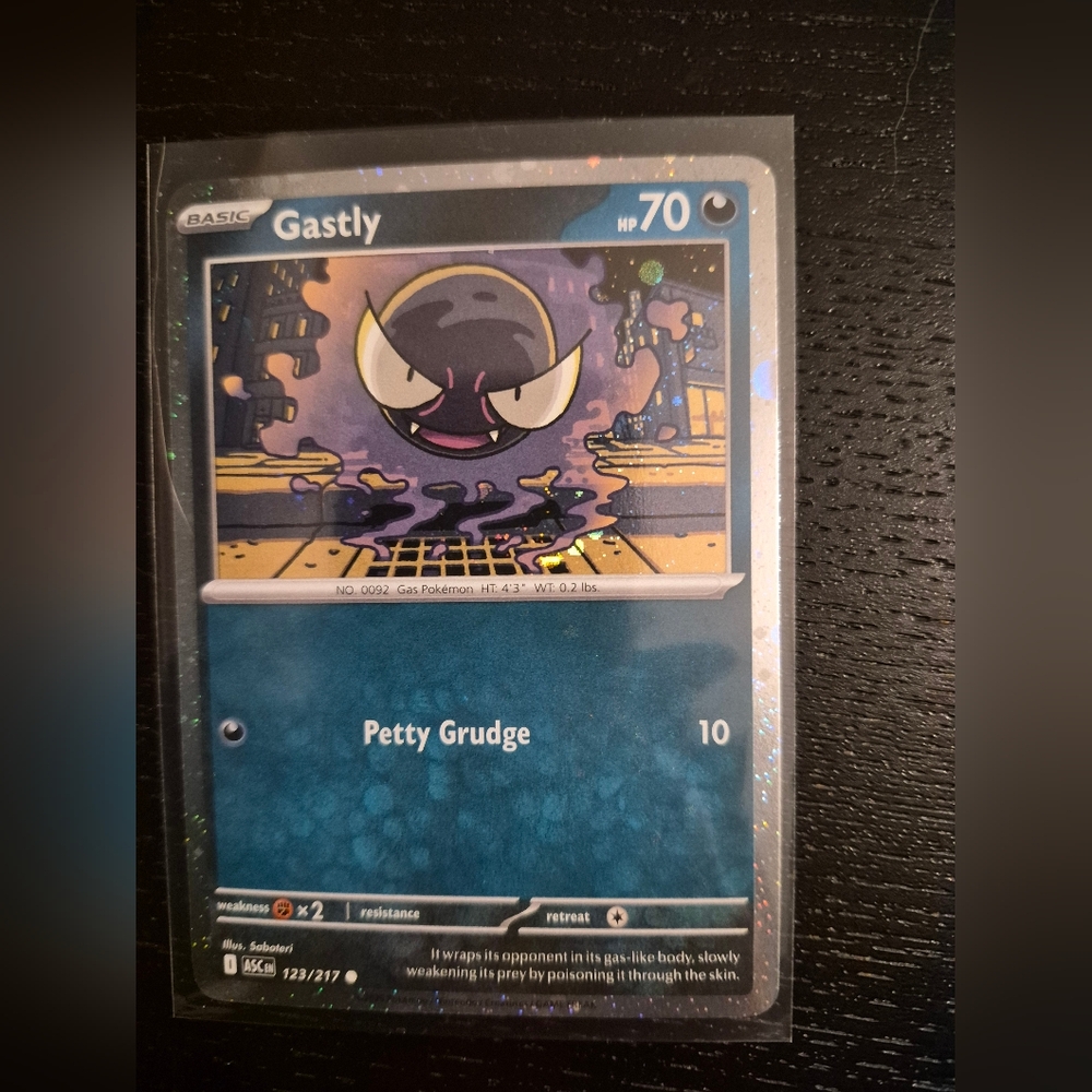Pokémon Gastly Holographic Trading Card - Purple & Black